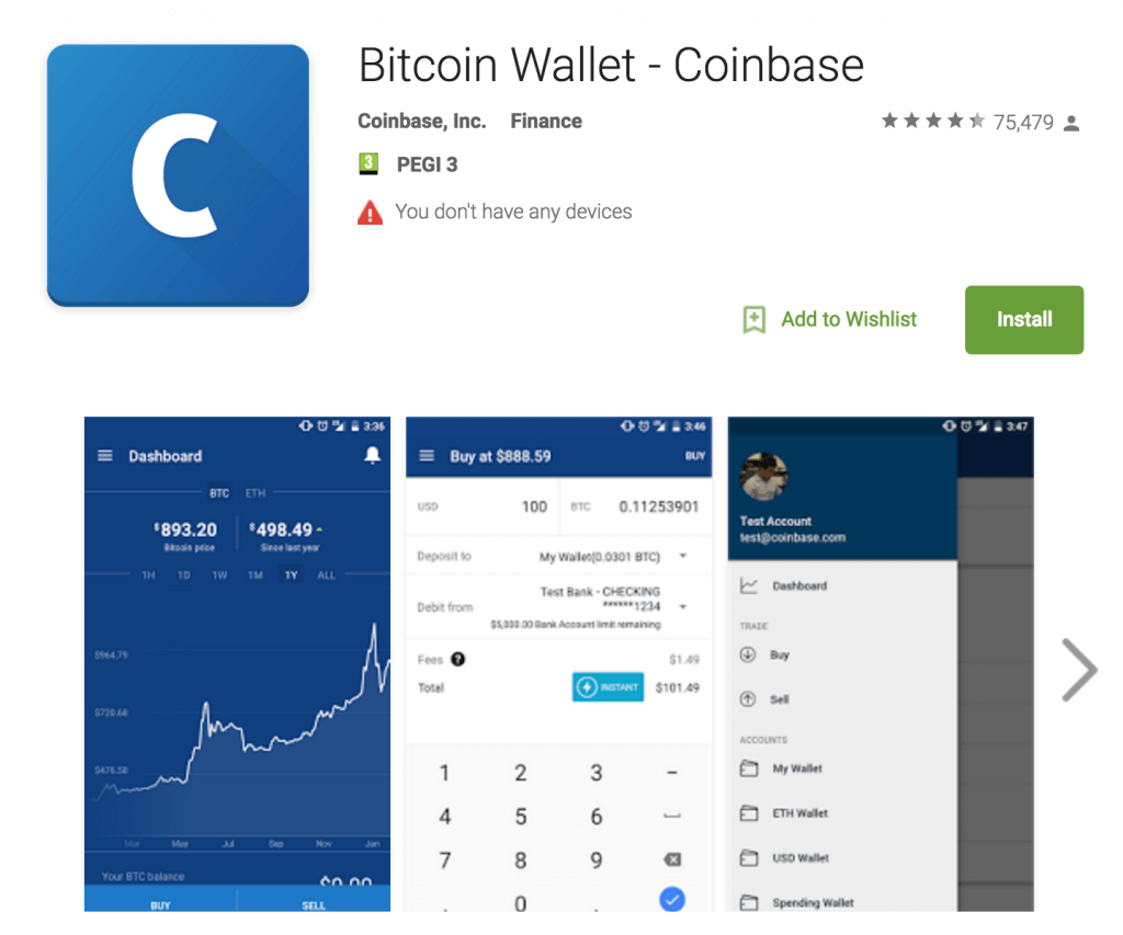 Bitcoin mobile app for Android Coinbase